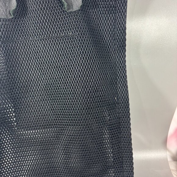 David Galan Black Mesh Material with Black Leather Straps Large Tote Bag - Picture 6 of 10